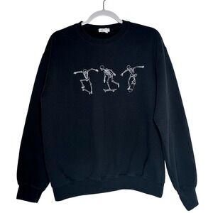 Full Tilt Mens Black Skeleton Skateboarding Graphic Crewneck Sweatshirt Medium